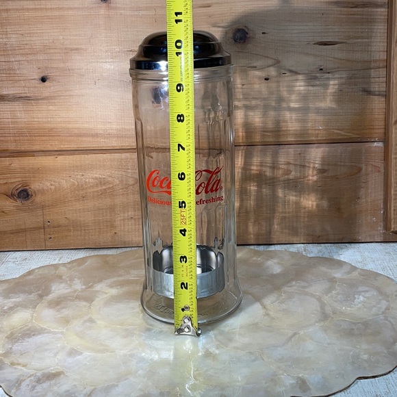 Vintage 1992 Glass and Stainless Steel Coca Cola Soda Foutain Straw Holder! - Picture 3 of 6